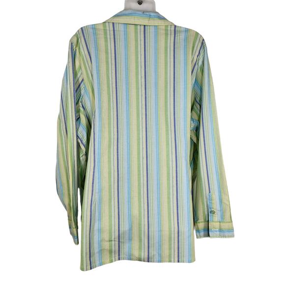 Denim & Co. Shirt Womens Size 2X Striped Button Front Long Sleeve 2Fer A85545 - Picture 2 of 10